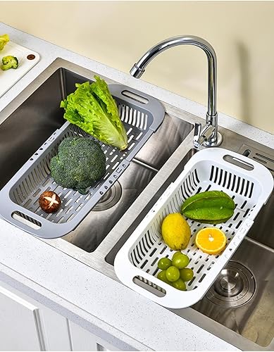 Miniatura 2 de Adjustable Dish Drainer Dish Rack Over The Sink,Drying Rack, Extendable Vegetable Fruit Washing Basket, Collapsible Strainer