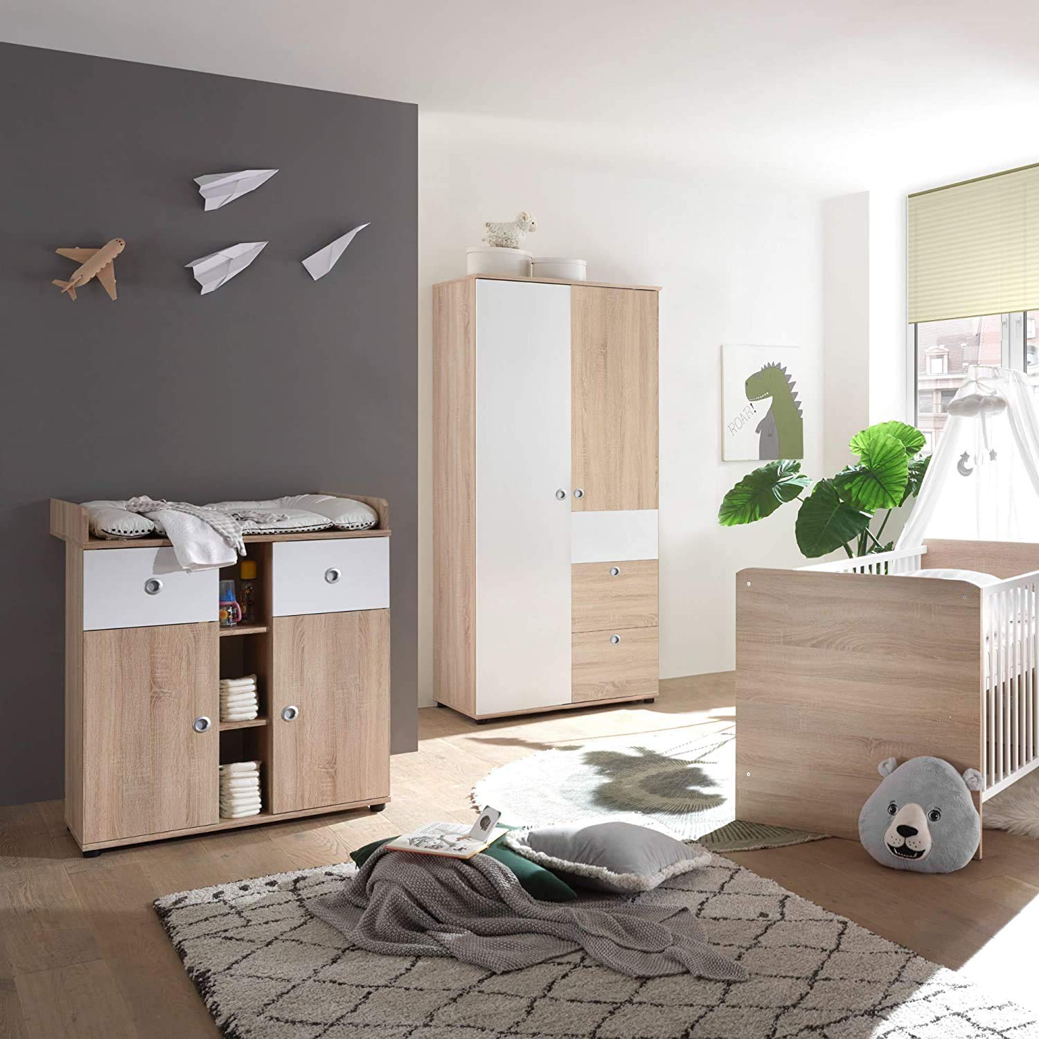 AVANTI TRENDSTORE Werni Fasciatoio in legno laminato colore quercia Sonoma/bianco