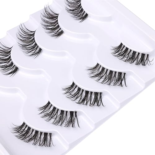 Miniatura 5 de Pestañas postizas naturales de media pestaña, banda transparente 34, pestañas postizas de ojo de gato, pestañas esponjosas que parecen extensiones