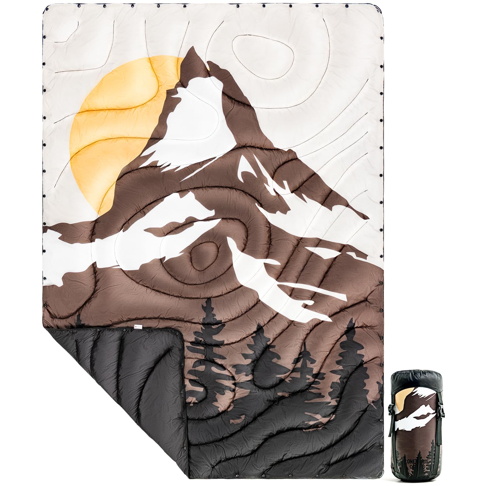 OneTigris Camping Blanket,Wearable Outdoor Quilt with Recycled Thermal Insulation, Convertible to Sleeping Bag, Lightweight & Portable Travel Blanket for Camping &Hiking