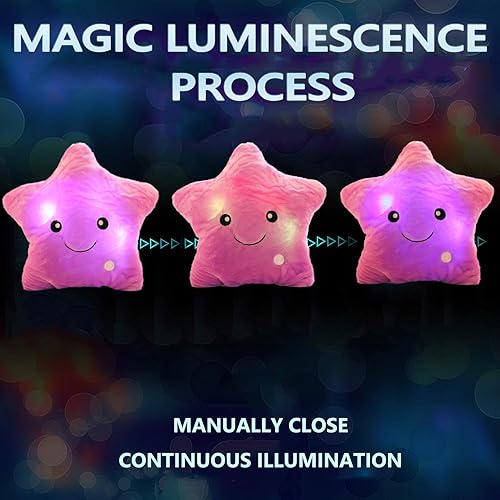 Miniatura 3 de Twinkle Star - Almohada de felpa en forma de estrella, cojines creativos con luz nocturna LED, regalos para niños, decoración (morado)
