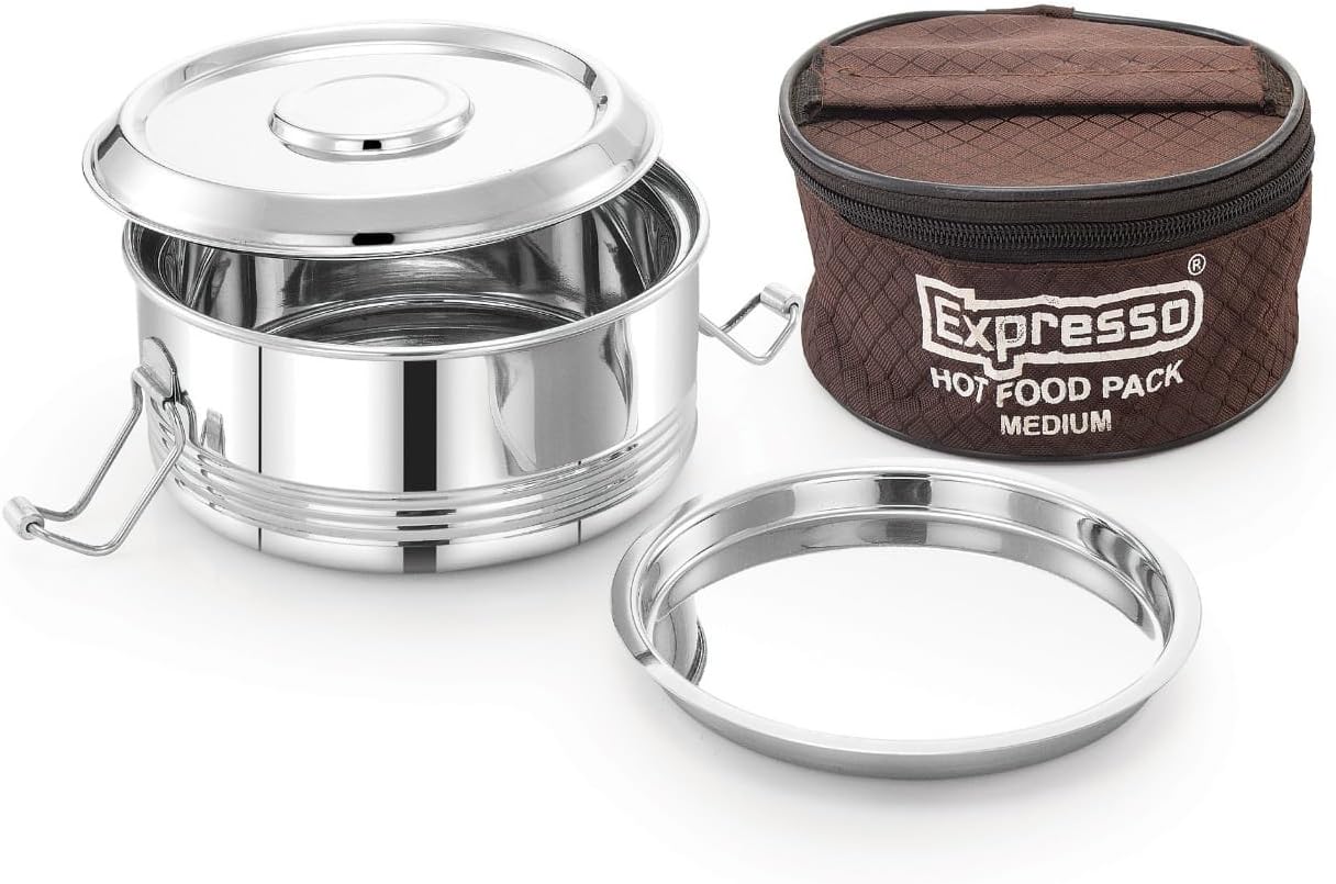 Expresso® Insulated Lunch Pack with Bag, Stainless Steel Lunch Box, Keeps Food Hot for Long Hours