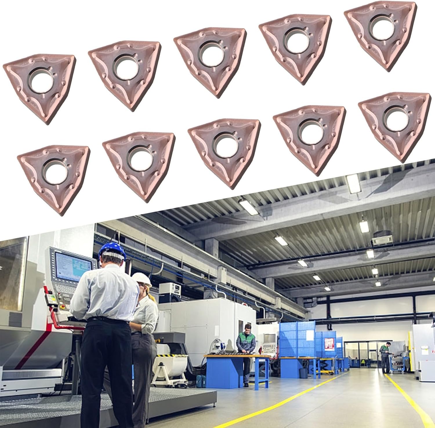 WNMG080408 Carbide Inserts for Lathe Turning Tool Holder, 10-Piece Set of Replaceable Cutting Inserts for Steel and Cast Iron Machining, Purple 16x16mm