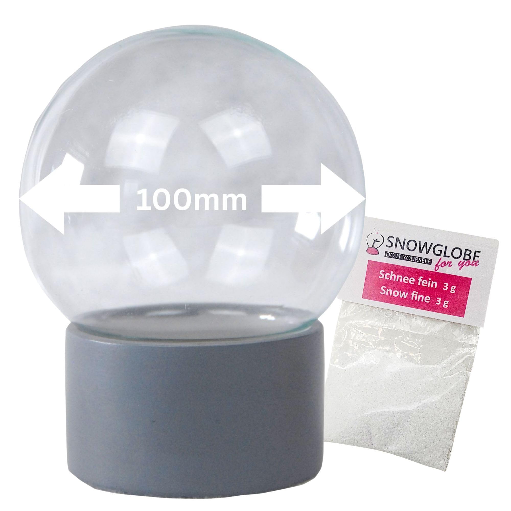 Snowglobe For You - Do It Yourself Grey Snowglobe For You 40054 Diy Snow Globe With 1 X Snow | Do It Yourself With Glass Ball And Polyresin Base | 100 Mm Diameter, 120 Mm Height | 40054 (Grey)