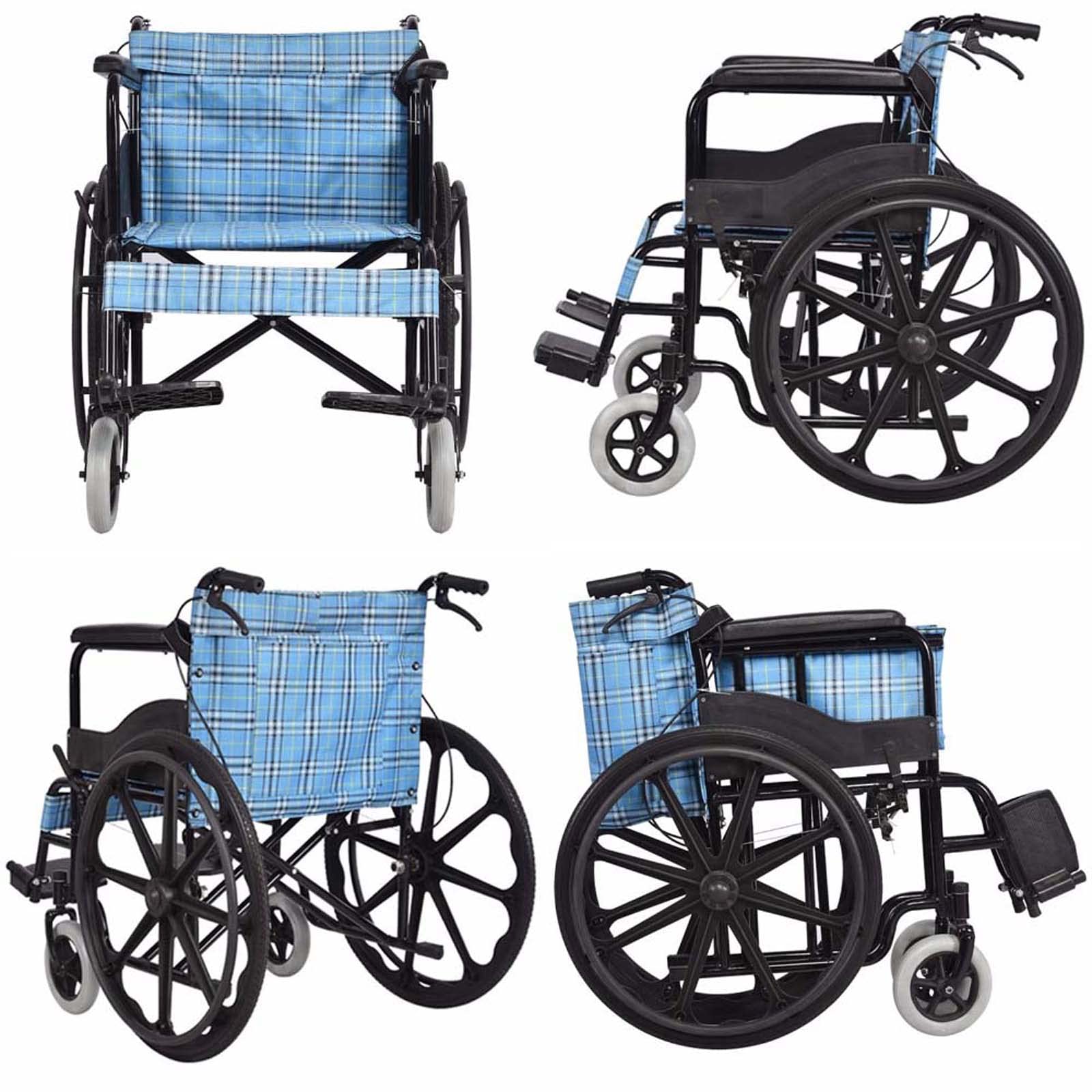 Silla de ruedas extra ancha con 20 asientos, capacidad de peso de 400 libras, silla de transporte plegable resistente para adultos, brazos completos y reposapiés abatibles