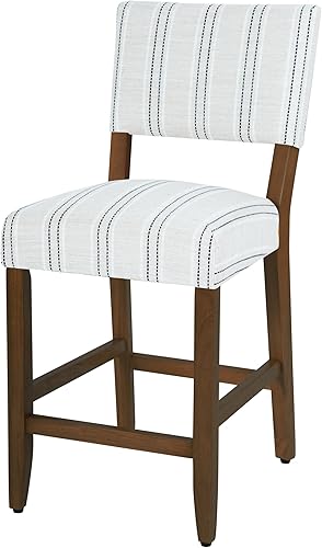 Miniatura 8 de HomePop Taburete de mostrador con respaldo abierto de 24 pulgadas, decoración del hogar, sillas de tela para comedor, cocina y sala de estar, rayas