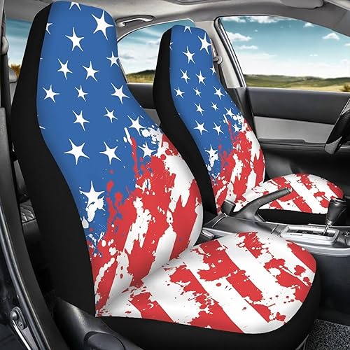 Miniatura 3 de Bison - Juego completo de 2 fundas para asiento de automóvil, con estampado de bandera americana, fundas de asiento de cubo, accesorios interiores