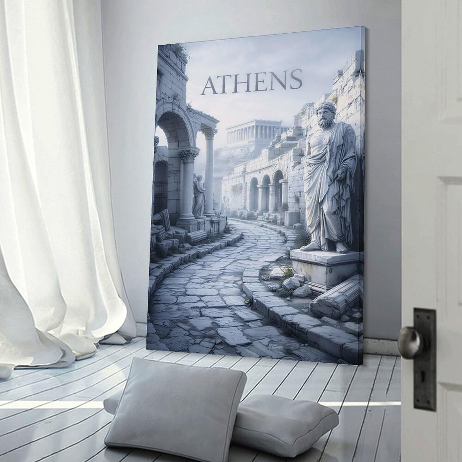 Junmoney Athens Marble Serenity Wall Picture Print, 08x12inch(20x30cm), for Flats, Guest Rooms Or Compact Rooms, Decorative Canvas Decor for Home Updates