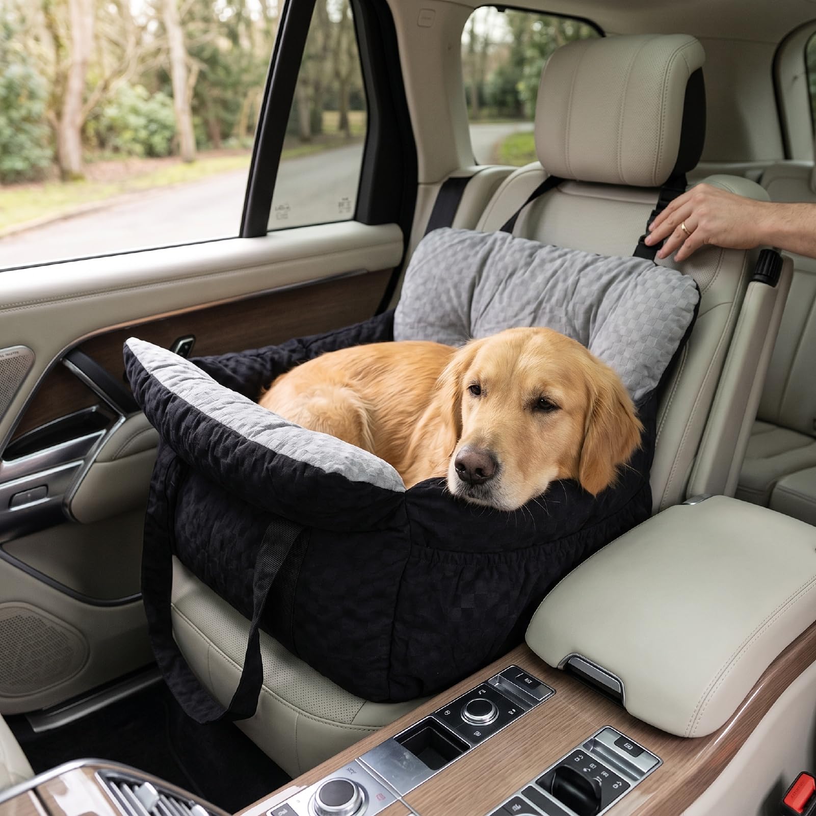 Naroote Asiento Elevado para Perros Pequeños y Medianos, Cama de Viaje Suave para Mascotas con Cinturón, Transportador Portátil Transpirable para Cachorros con Asas Prácticas