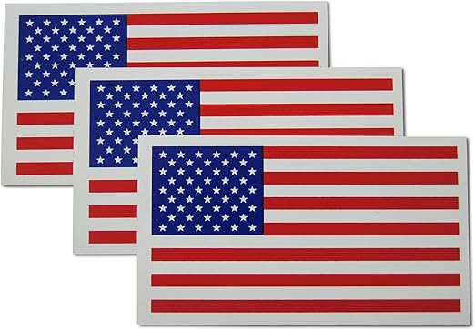 Small American Flag Patriotic Military Magnets Set Mini Rectangles in Classic Red, White, & Blue US Design (3 Pieces)