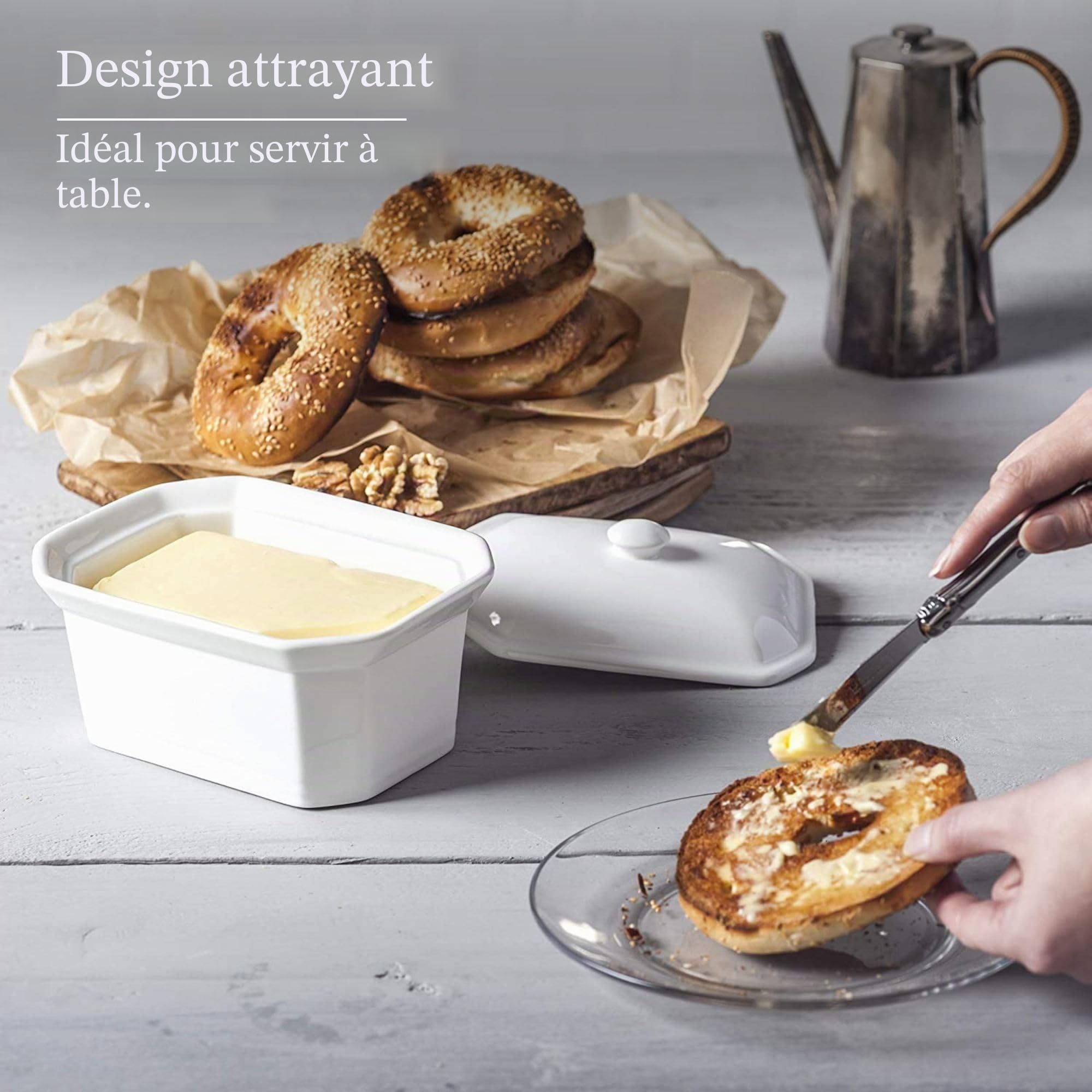 WM Bartleet & Sons Beurre/Terrine avec Couvercle, Blanc, 18x13.5x11cm