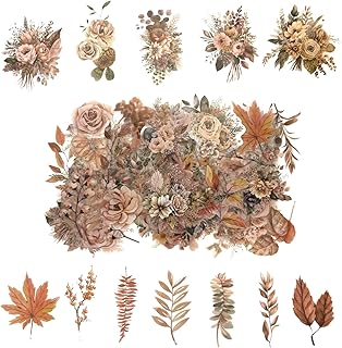 100 Pcs Autumn Flower Stickers for Scrapbooking Junk Journal Card Making...