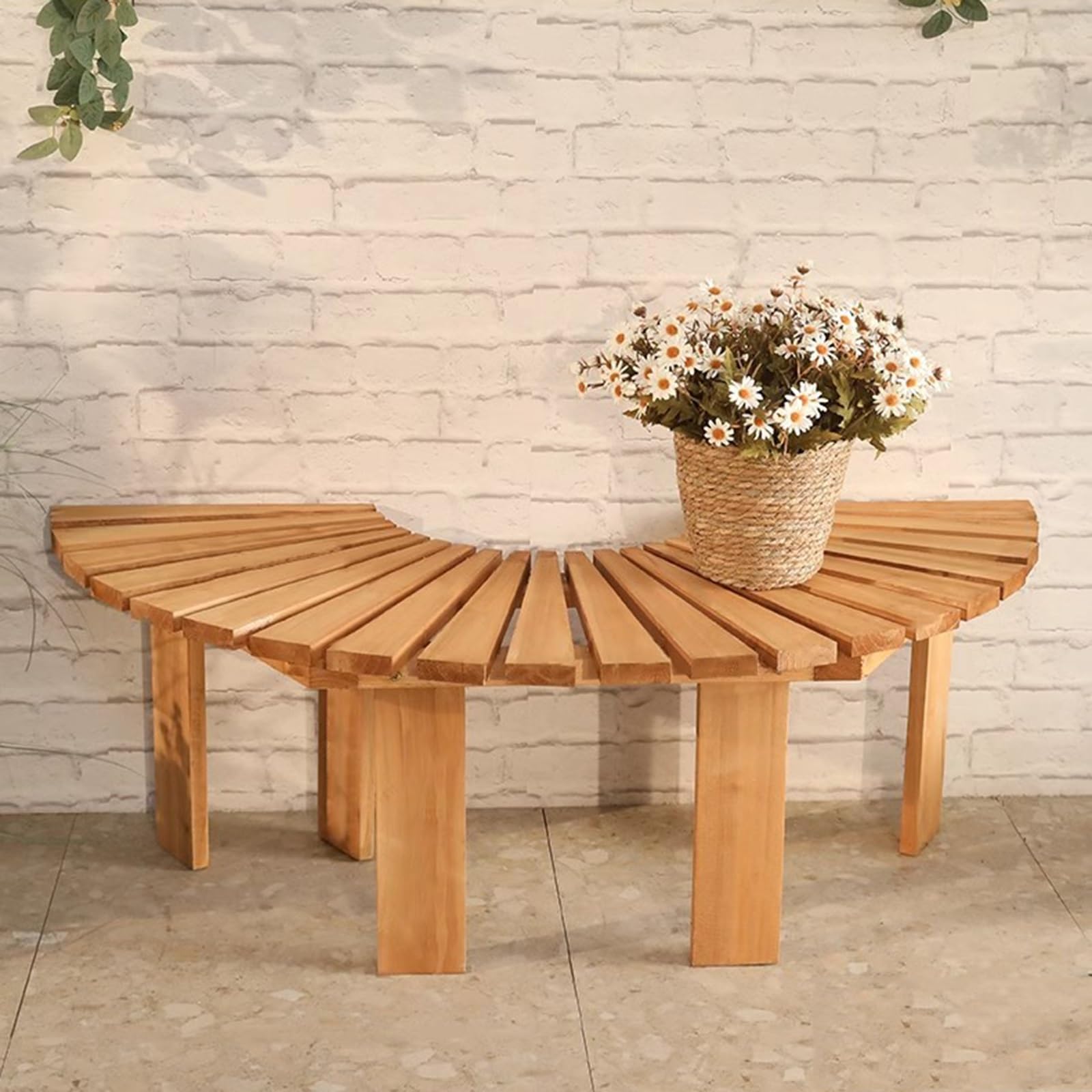 Banc de jardin semi-circulaire résistant aux intempéries pour terrasse