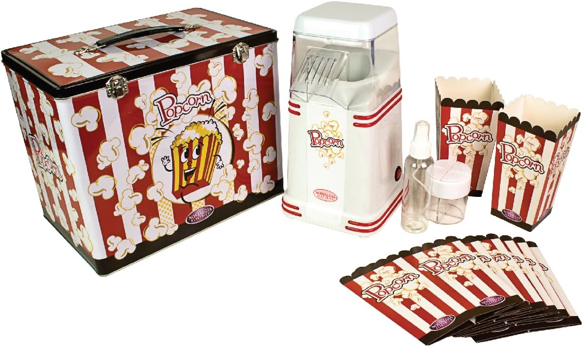 Smart Mini Hot Air Popper with Popcorn Kit, Retro Red