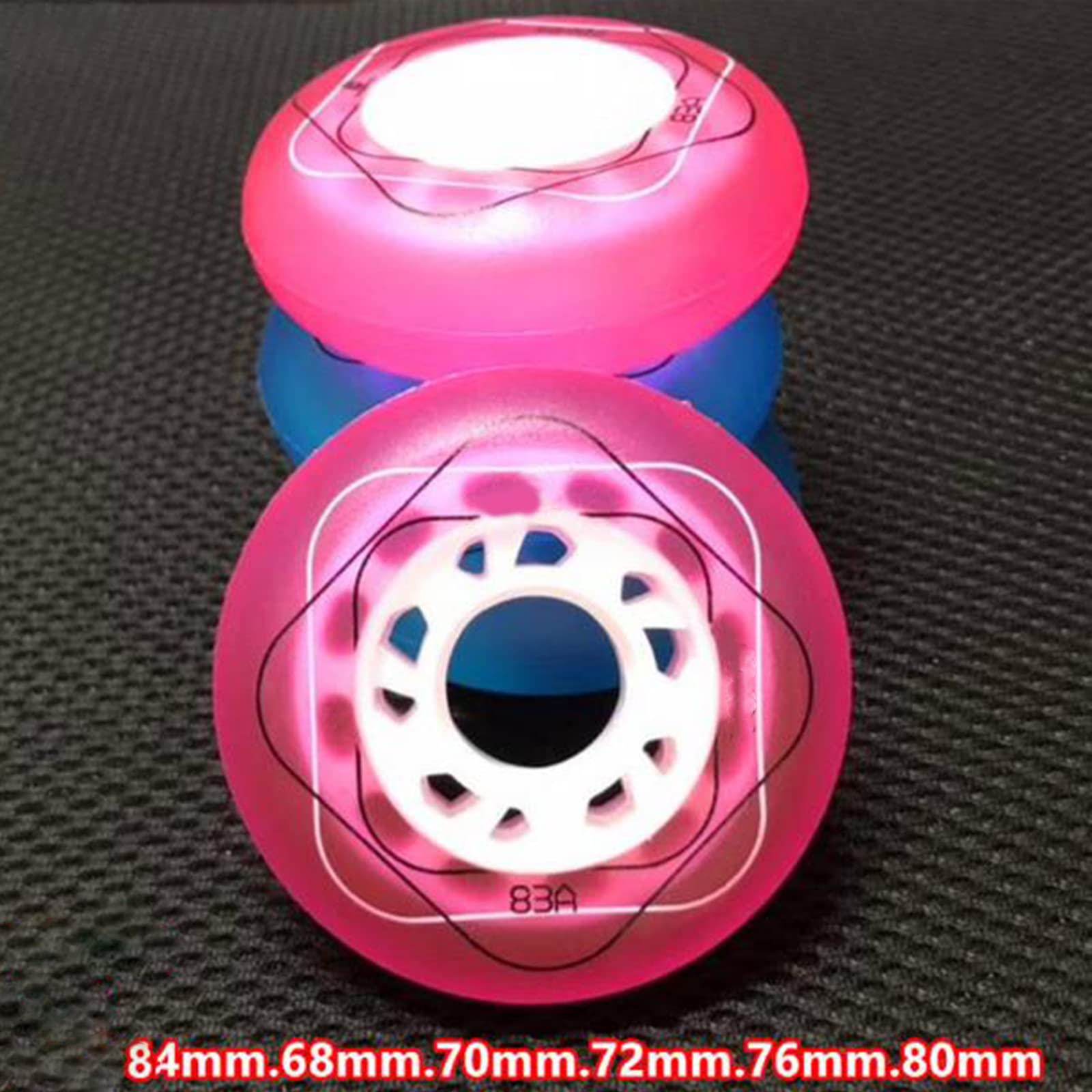 Genérico Ruedas de Repuesto para Patines en Línea Exterior Interior Rueda de Repuesto de Poliuretano Sin Rodamientos (83A, 64 mm, 68 mm, 70 mm, 72 mm, 76 mm Y 80 mm), Juego de 8