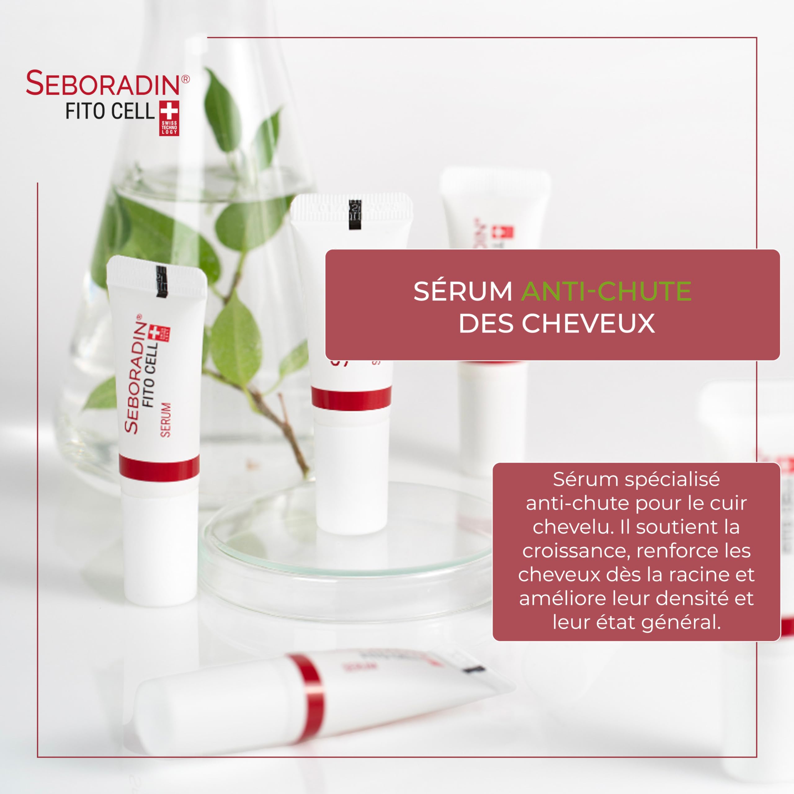 Seboradin, Sérum Fitocell anti-chute, garantissant la croissance des cheveux, cellules souches de technologie suisse Phytocelltec™ Malus Domestica, pour hommes et femmes