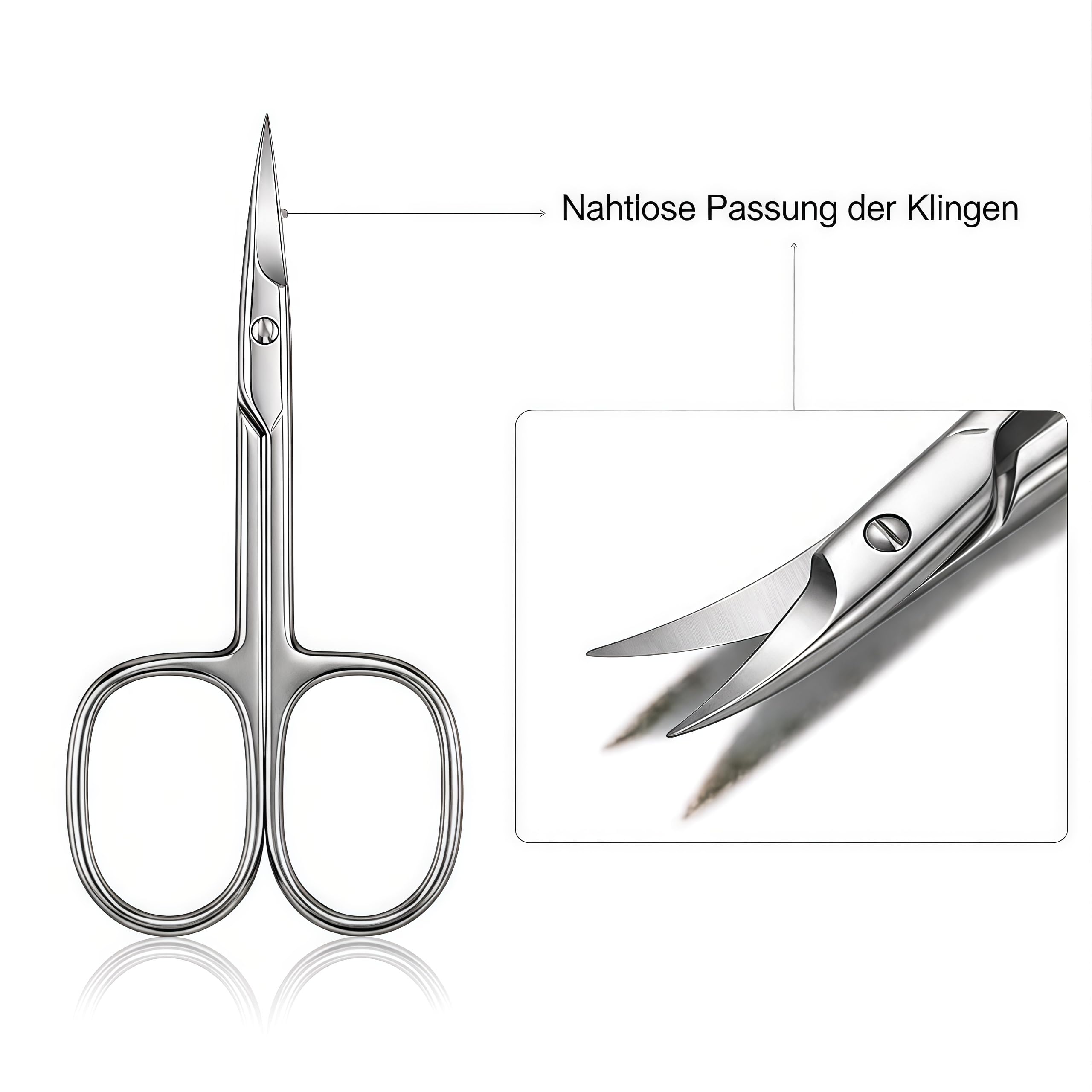 Tijeras Profesionales para Uñas y Cutículas – Acero Inoxidable, Hoja Curva Extra Afilada – Corta Cutículas, Vello Facial, Cejas, Bigote y Nariz – Tijeras Manicura y Pedicura para Pies