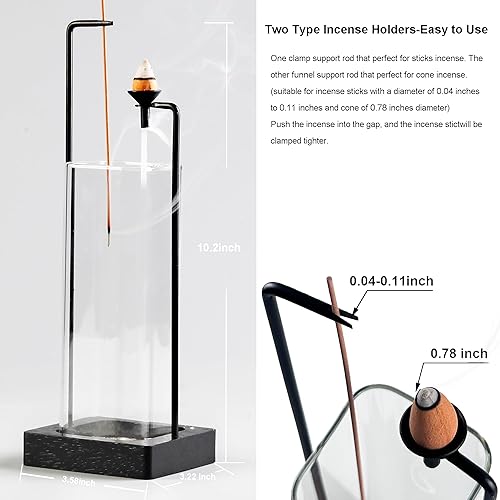 Miniatura 3 de Soporte de incienso para palos y quemador de incienso para juego de incienso de cono, quemador de incienso al revés con colector de cenizas de