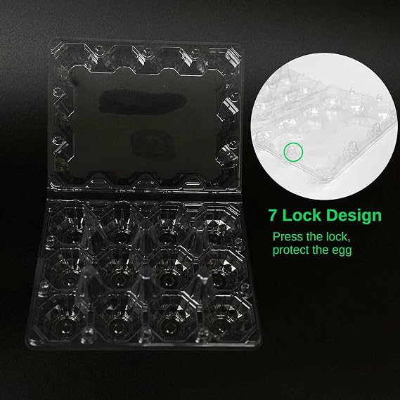 50-Pack of 12-Count Plastic Egg Cartons Bulk Clear Reusable Egg Containers Holds Chicken Eggs | Egg Cartons Cheap Bulk, Eggs 12 Count,Suitable for farms, markets and families.