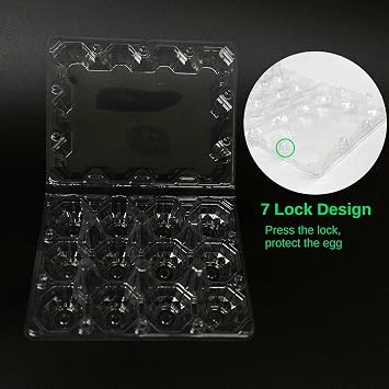 50-Pack of 12-Count Plastic Egg Cartons Bulk Clear Reusable Egg Containers Holds Chicken Eggs | Egg Cartons Cheap Bulk, Eggs 12 Count,Suitable for farms, markets and families.
