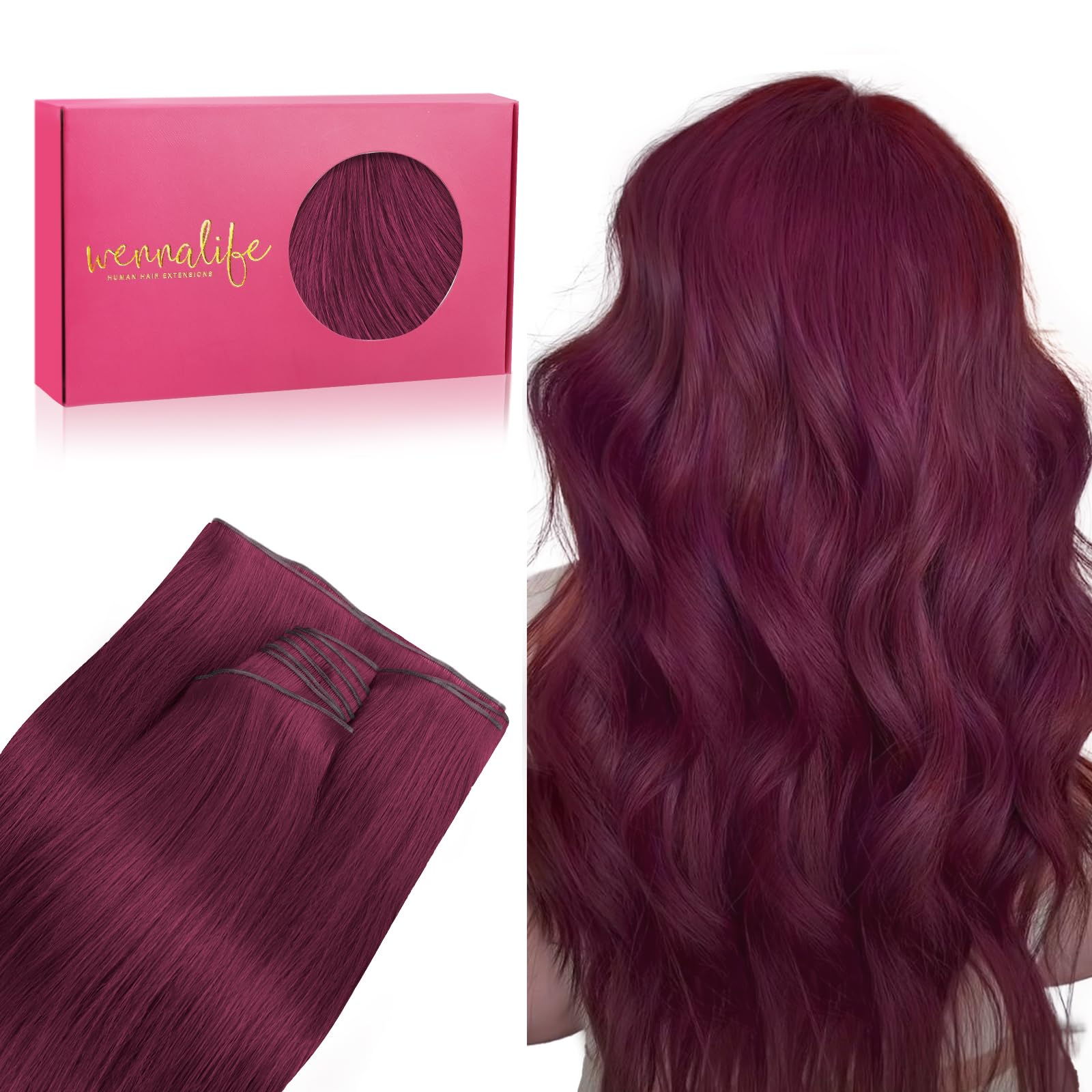 WENNALIFE Nanoring Extensions Echthaar, 50g to 60g 50s to 100s 35cm to 60cm Nano Utip Micro Tressen Ring Weft Extensions Echthaar für Frauen Invisible Nanoringe Haar Extensions