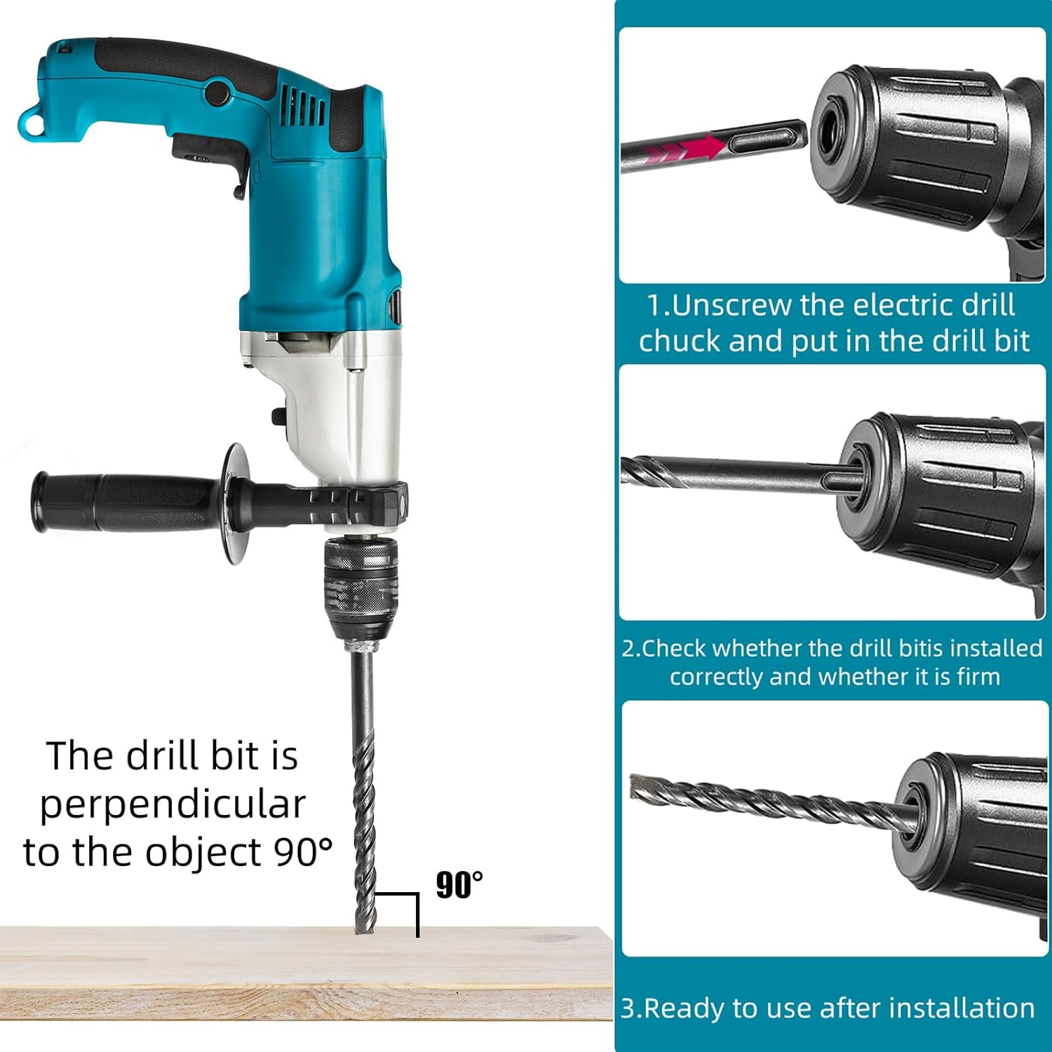Cididu 17 Piece Rotary Hammer Drill Bits and Chisel Set, Carbide-Tipped Masonry Drill Bit and Chisel Set for Concrete, Heavy-Duty Hole Drilling Tool with Portable Storage Case for Stone Brick