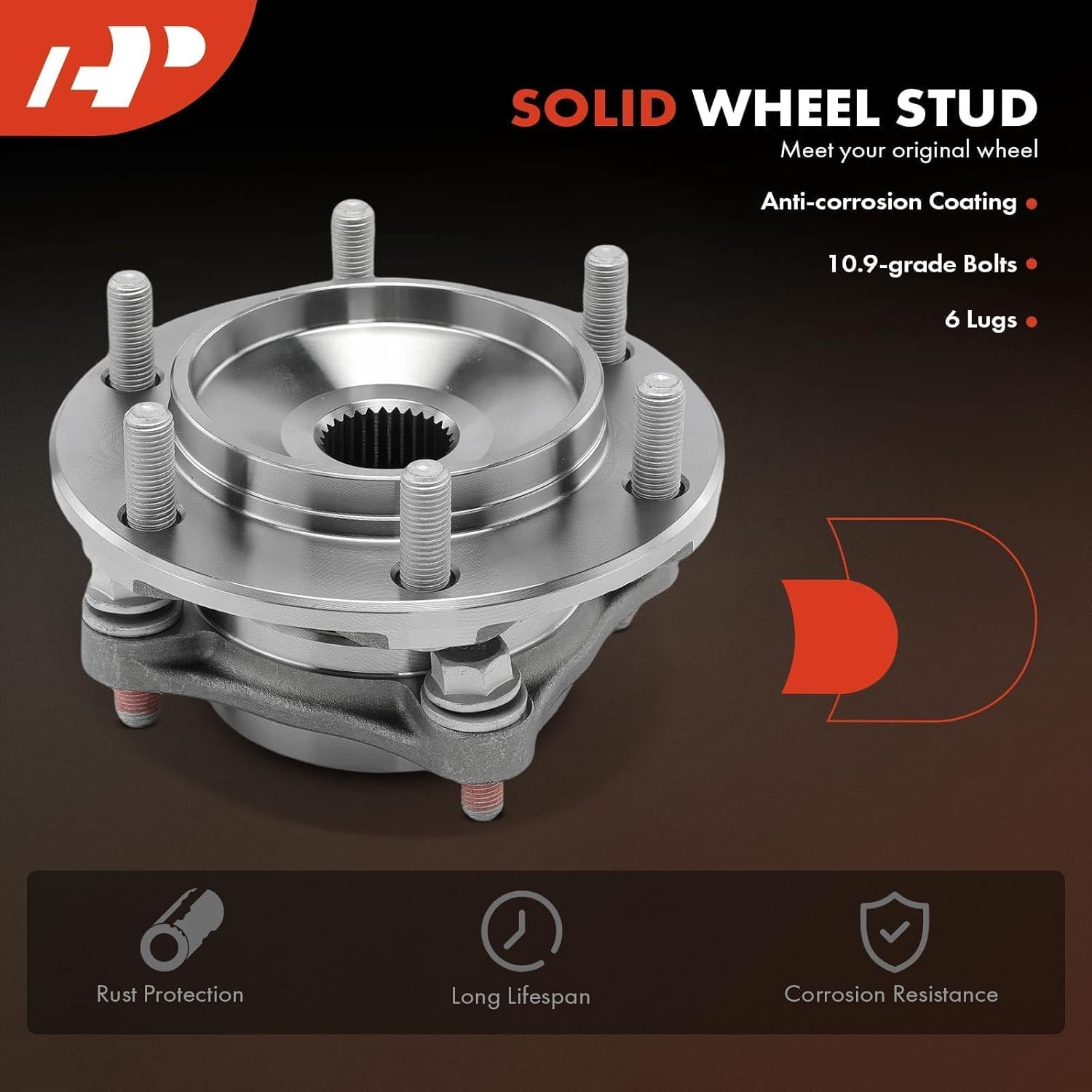 A-Premium 2 x Front Wheel Bearing and Hub Assembly with 6-Lug Compatible with Toyota Tacoma 2005-2021 (4WD), 4Runner 2003-2021 (4WD), FJ Cruiser 2007-2014 (4WD), Lexus GX460 2010-2021, GX470 2003-2009