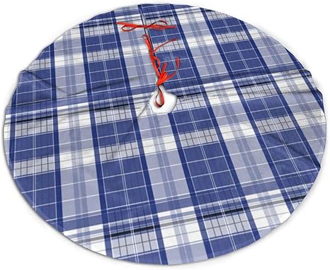 Blue plaid christmas tree skirt Clearance