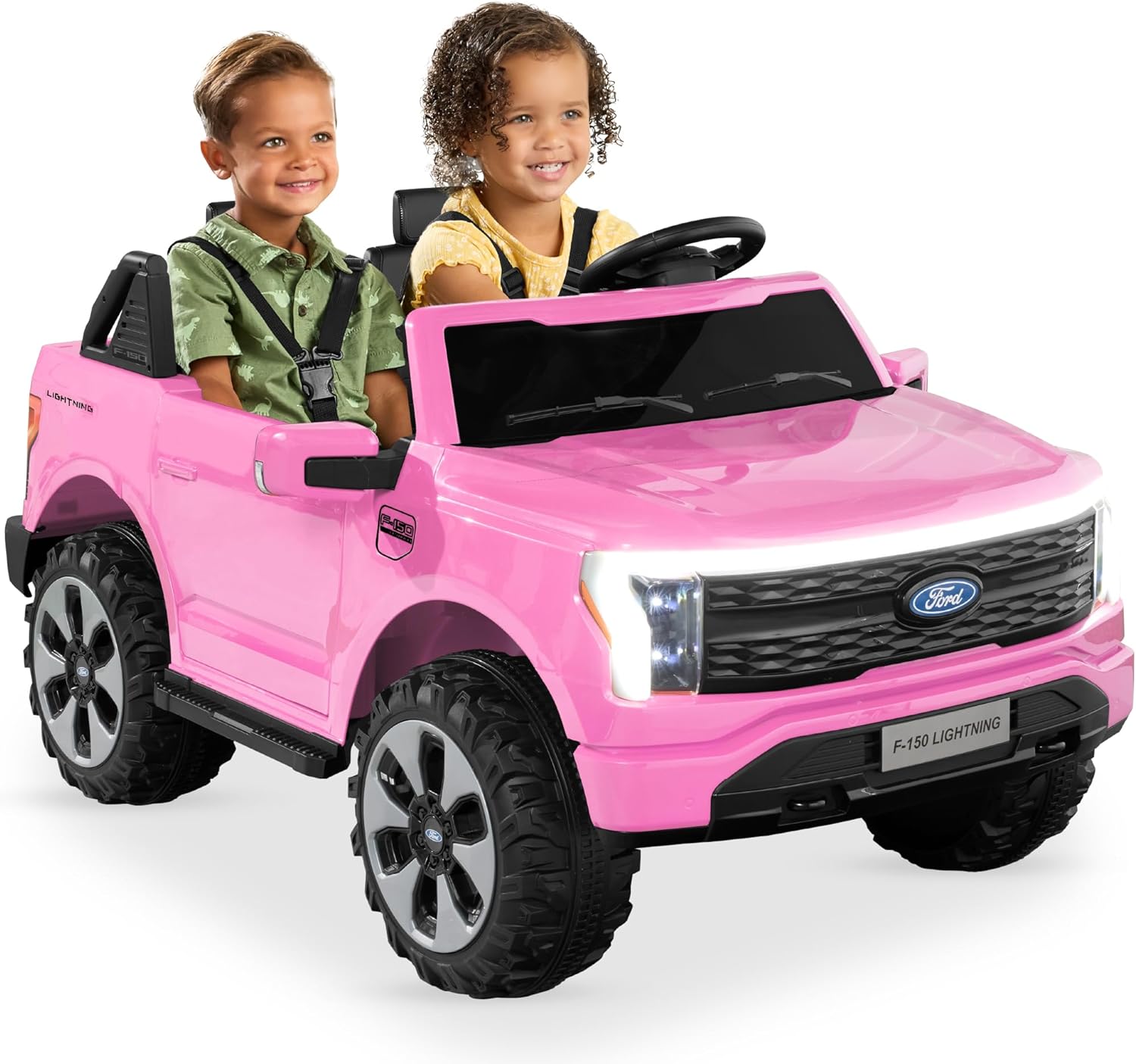 Best Choice Products Licensed Ford F-150 Lightning Truck Kids 24V 2-Seater Electric Ride On Car Toy w/ 132lb Weight Capacity, Parent Control – Pink
