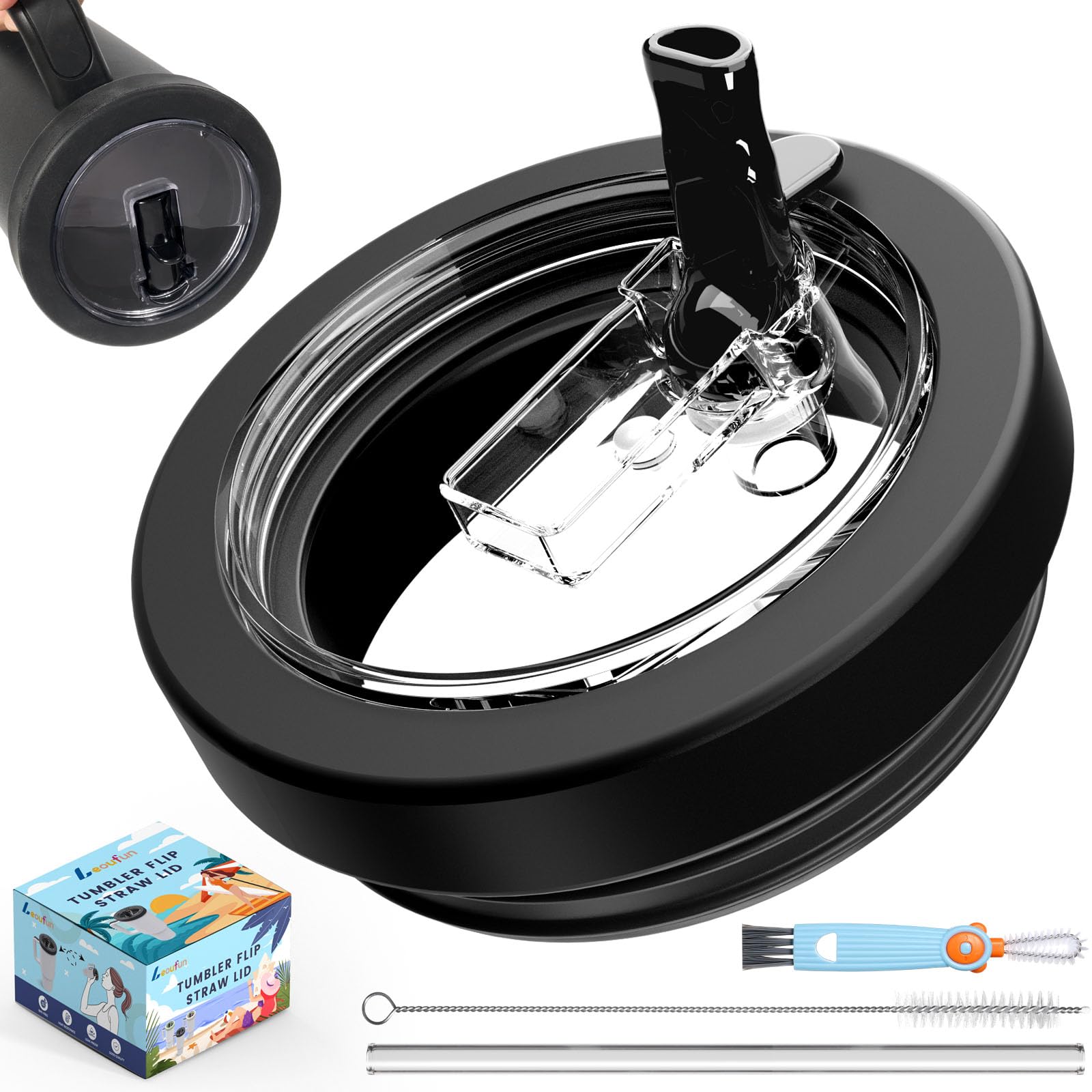 30oz Flip Straw Leak Proof Lid for Stanley Quencher,30 oz Tumbler Lid Replacement for Stanley Cup Accessories,No Spill Silicone Tumbler Lids with