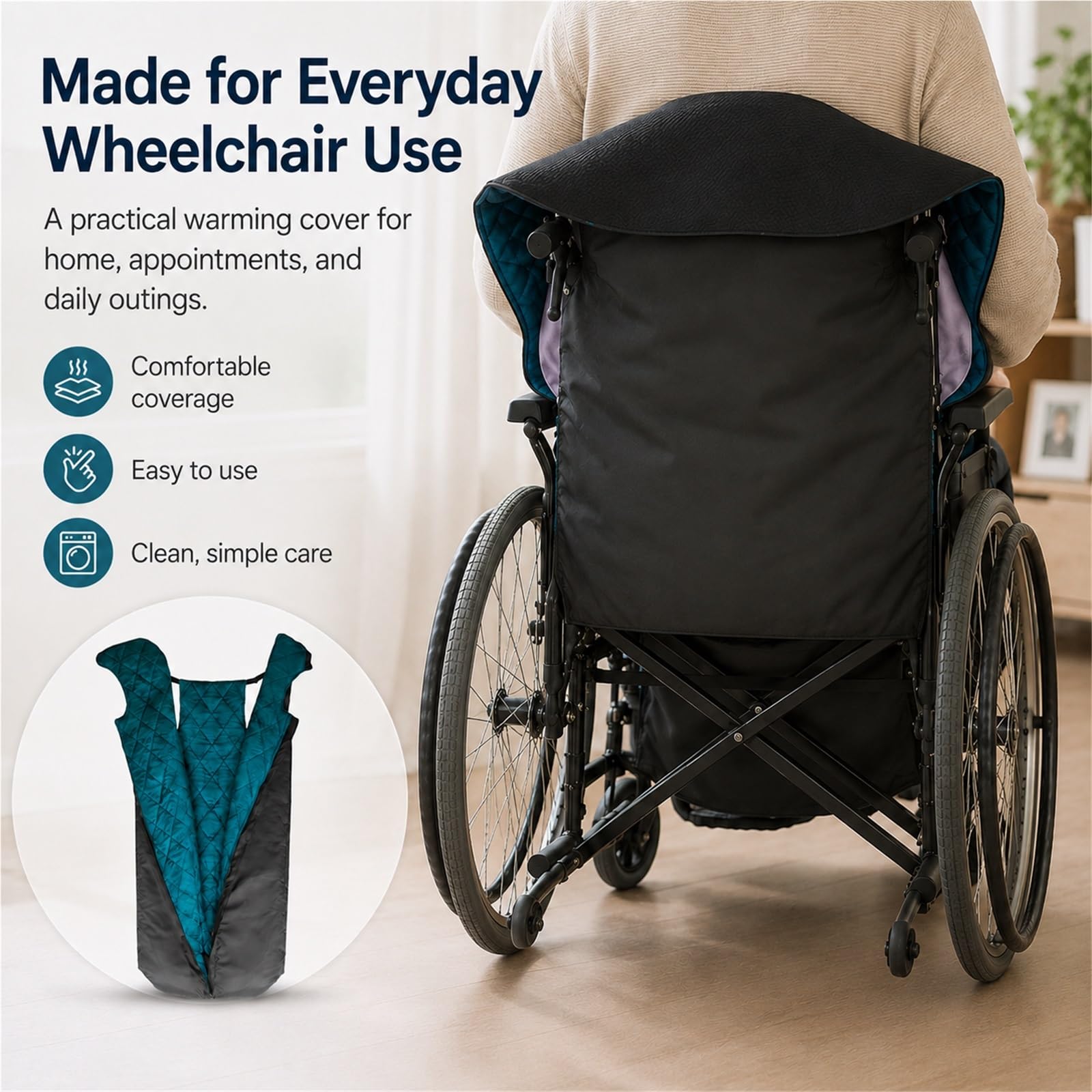 Manta para Silla de Ruedas de Invierno Saco Térmico con Forro Polar Grueso Capa Impermeable y Cortavientos para Personas Mayores y Adultos Cubre Piernas y Cuerpo(Full body style)
