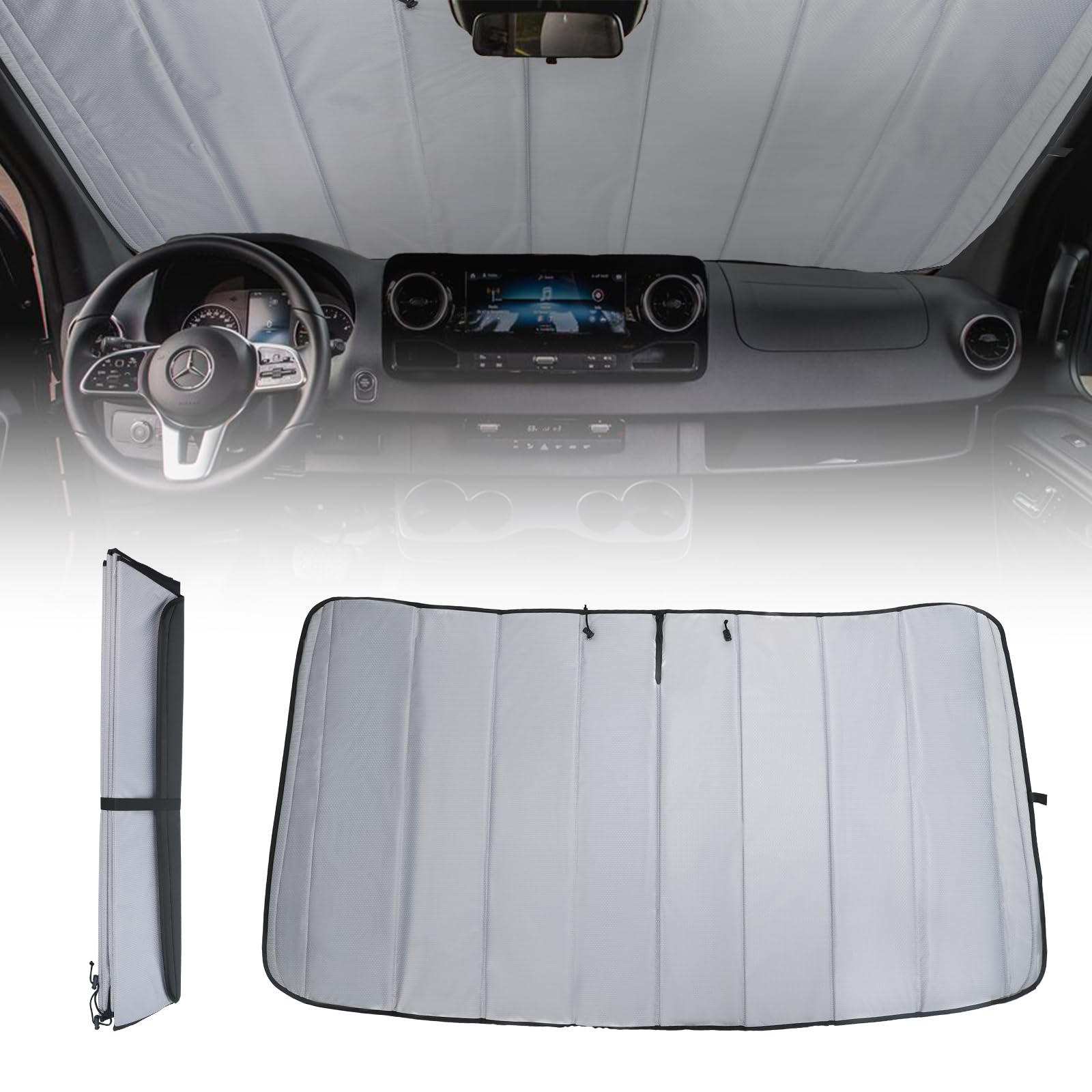 Photo 1 of BLACKHORSE-RACING Insulated Blackout Front Windshield Cover Compatible with Mercedes-Benz Sprinter Camper Van