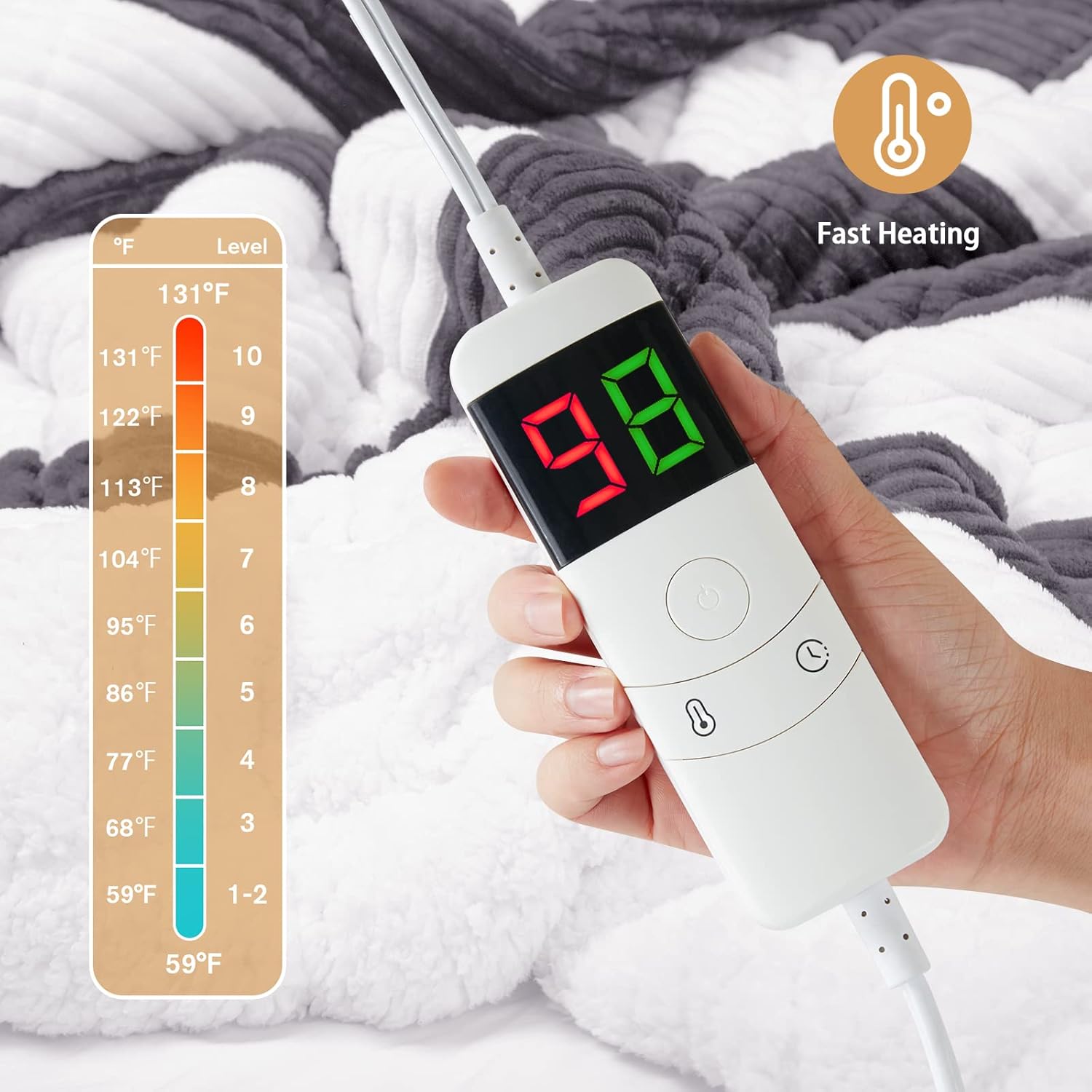 Buy OCTROT Heated Electric Throw Blankets, Plush Flannel Heating