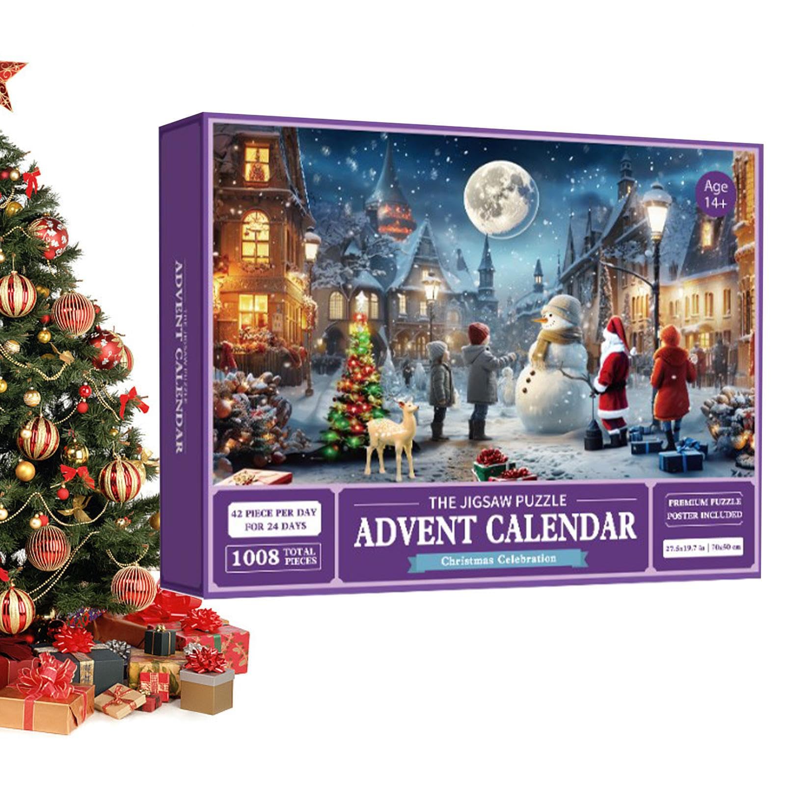 Advent Calendar 2023 Kids 1008 Piece Puzzles For 14 Years Old+ Kids Toys Santa Claus Prepares Xm-as For Kids Eve