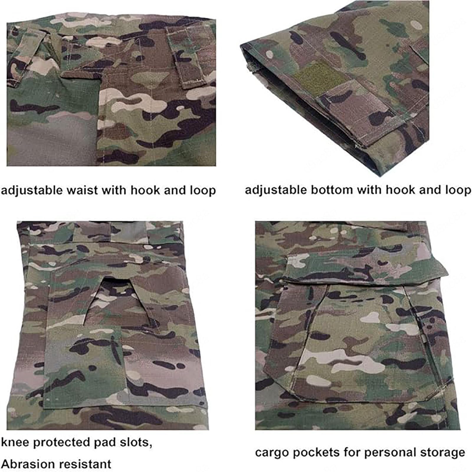 HAZARA Tuta Mimetica da UOM con Gomitiere,Ginocchiere E Guanti da Combattimento Maglia Tattica Ideale per Paintball,Combattimento,Caccia,Camo-L