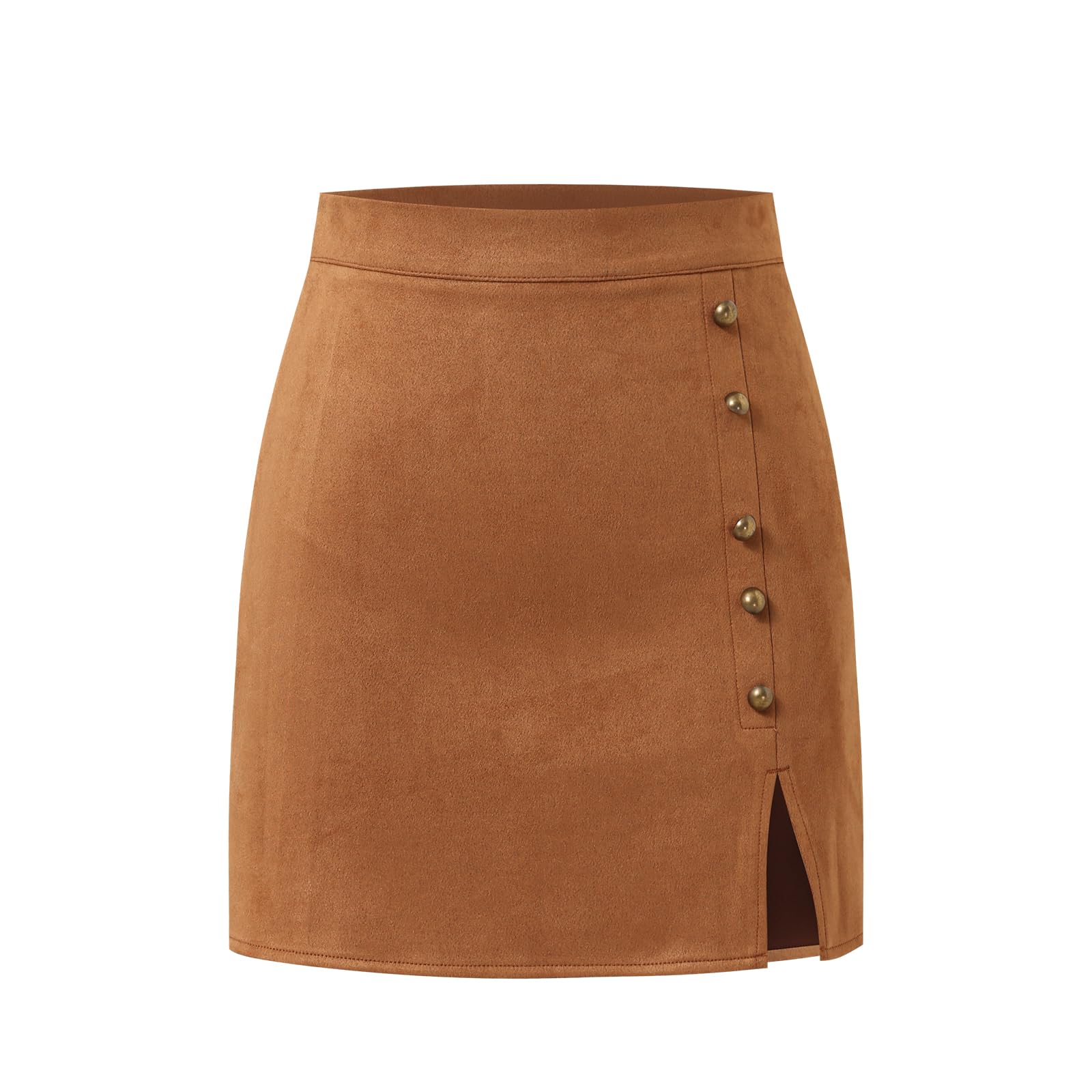 Women's Casual High Waist Suede Side Split Tight Skirt
