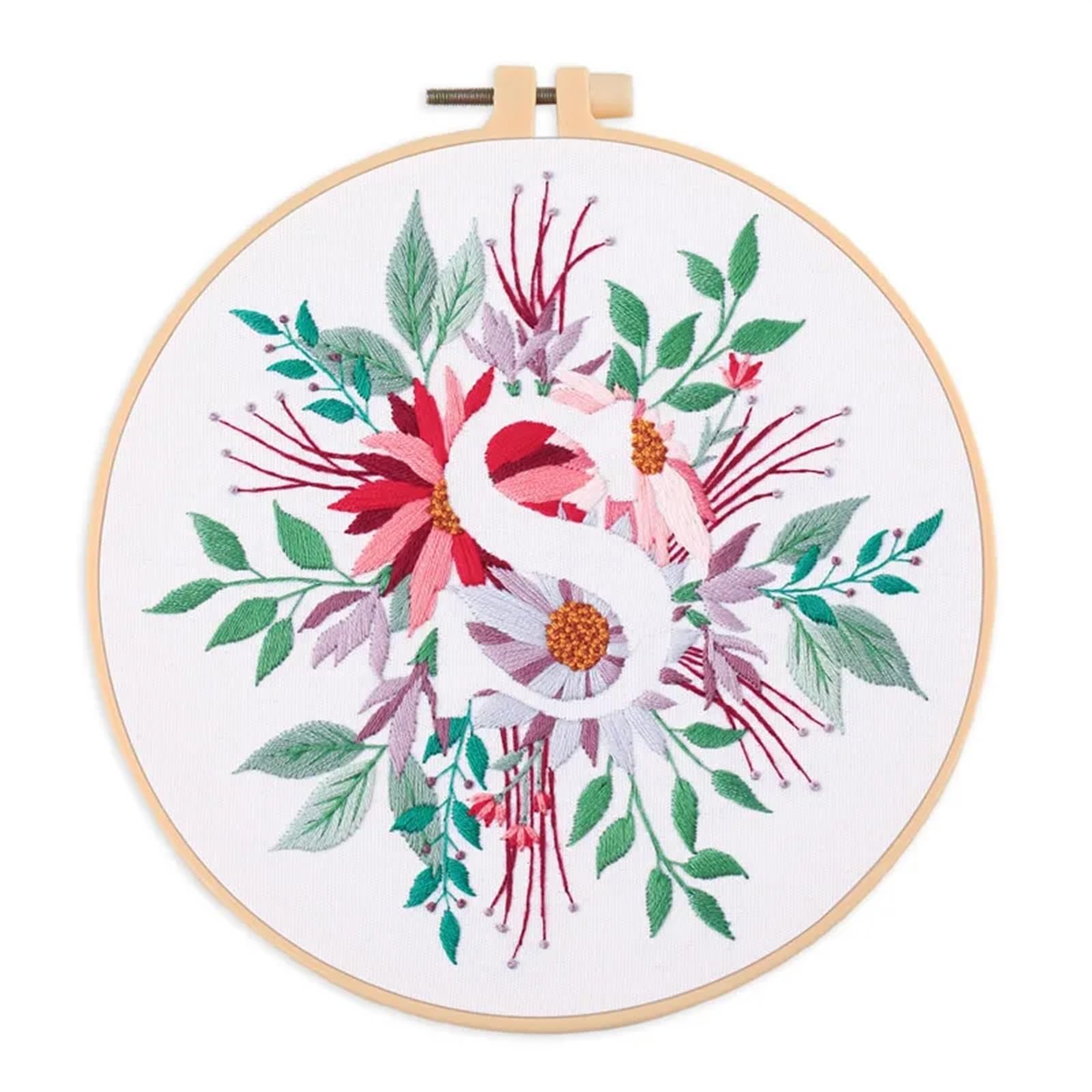 LKLNKVL embroidery, Embroidery Kit， For Beginner And Adults Starter Kit(Color S,With 20cm hoop)