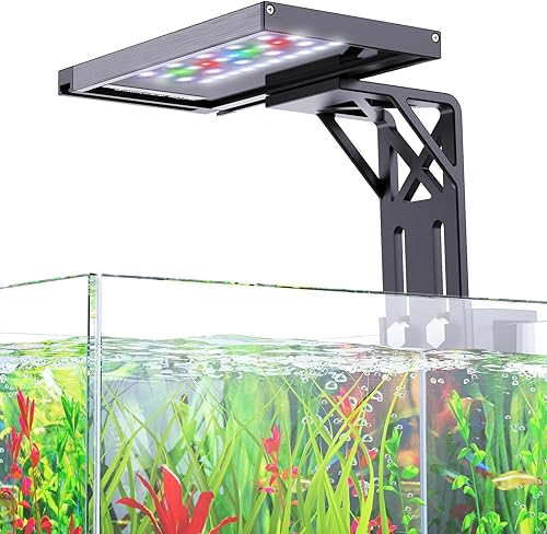 SEAOURA Luz de acuario con clip para plantas, ciclo 247 con temporizador, espectro completo + modo de 7 colores, encendidoapagado automático, brillo