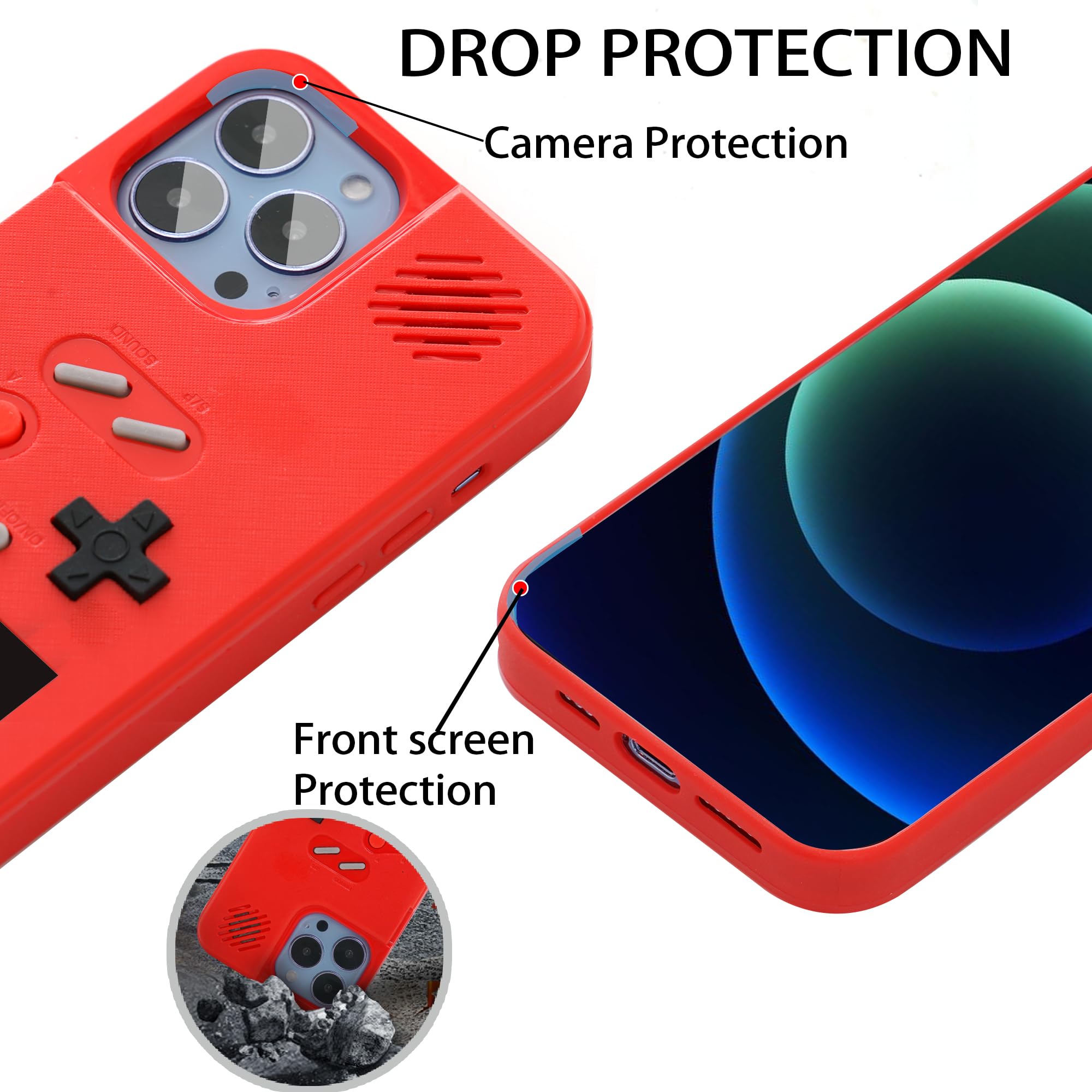 Gameboy – Coque pour iPhone 15 Pro Max uniquement, rétro à 168 jeux classiques, jeux vidéo en couleur, anti-rayures et antichoc pour iPhone WeLohas