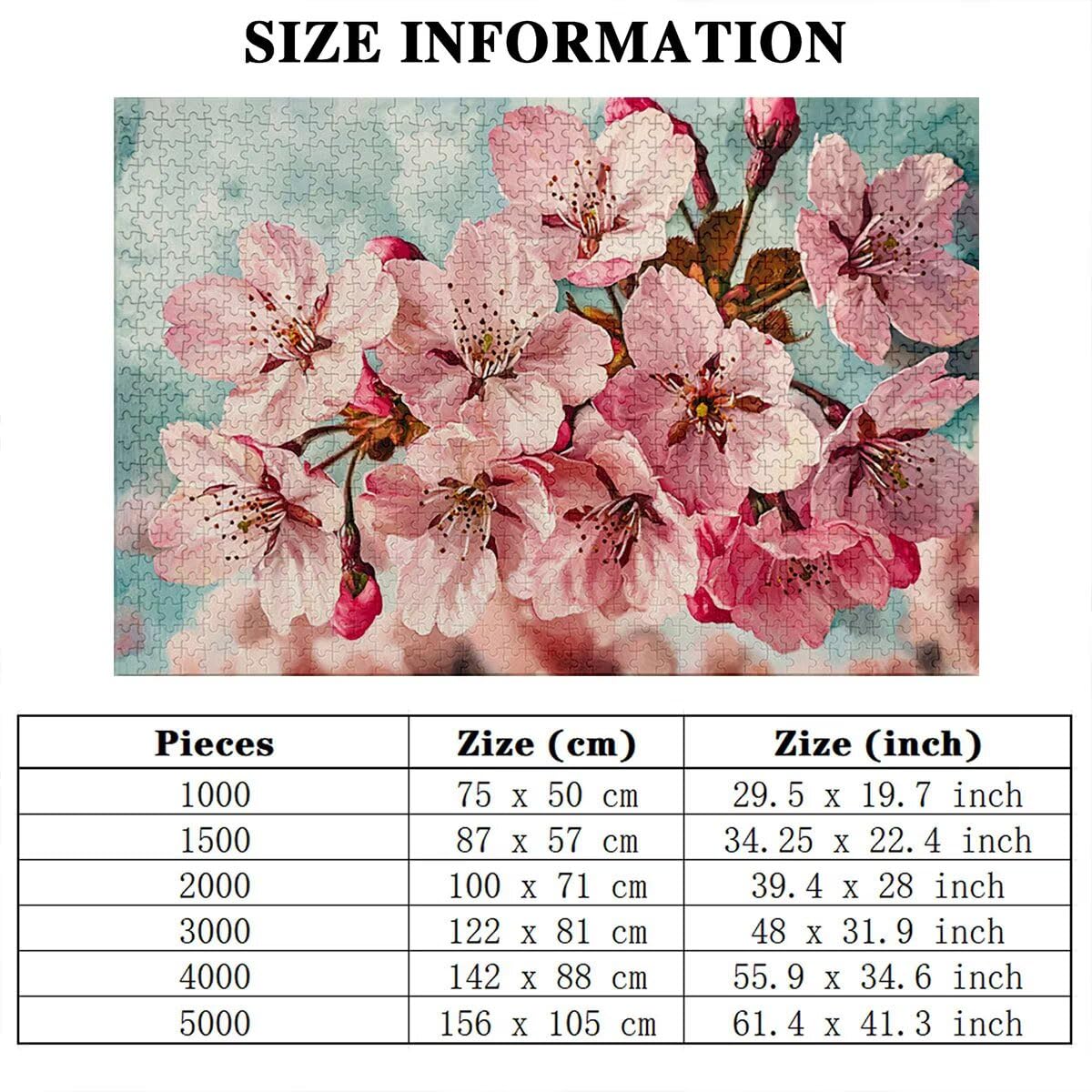 Puzzle 4000 elementów, kwiaty, wiśnie, 4000 elementów, drewniane puzzle dla dorosłych, trudna łamigłówka, gra logiczna dla całej rodziny, drewniane puzzle do dekoracji salonu, prezenty, W-10