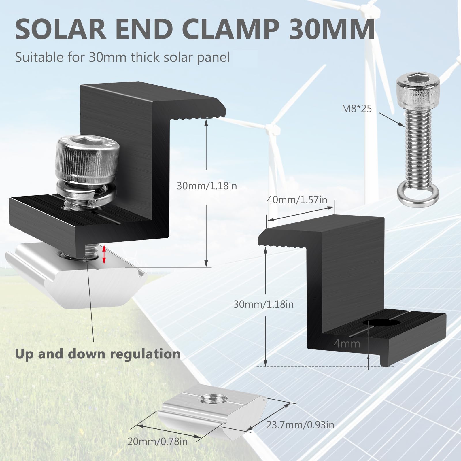 OTOTEC Kit Supports De Fixation Panneaux Solaires Type Z - Écrous Et Boulons Inclus