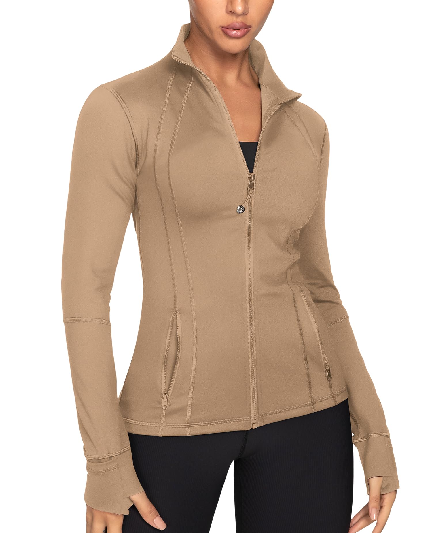 GYM RAINBOW Women's Lightweight Running Jackets Cottony-Soft 4-Way Stretch Zip up Slim Fit Workout Yoga Athletic Jacket