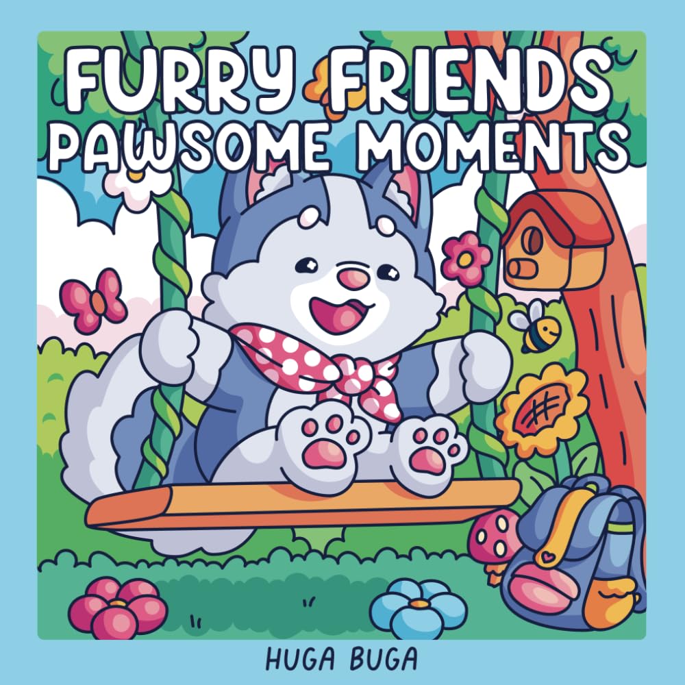 Furry Friends - Pawsome moments: Cute and cozy coloring book with 40 different dog breeds for relaxation and stressrelief for adults, teens and kids. Can you guess the breeds?