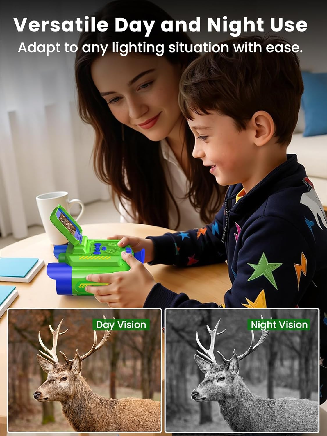 Acoath Binoculars for Kids with Night Vision Camera, Kids Telescope, 10X Optical Zoom, Magic Adventures Telescope Toys Gifts for Age 3, 4, 5, 6, 7, 8, 9, 10+ Years Old Boys Girls