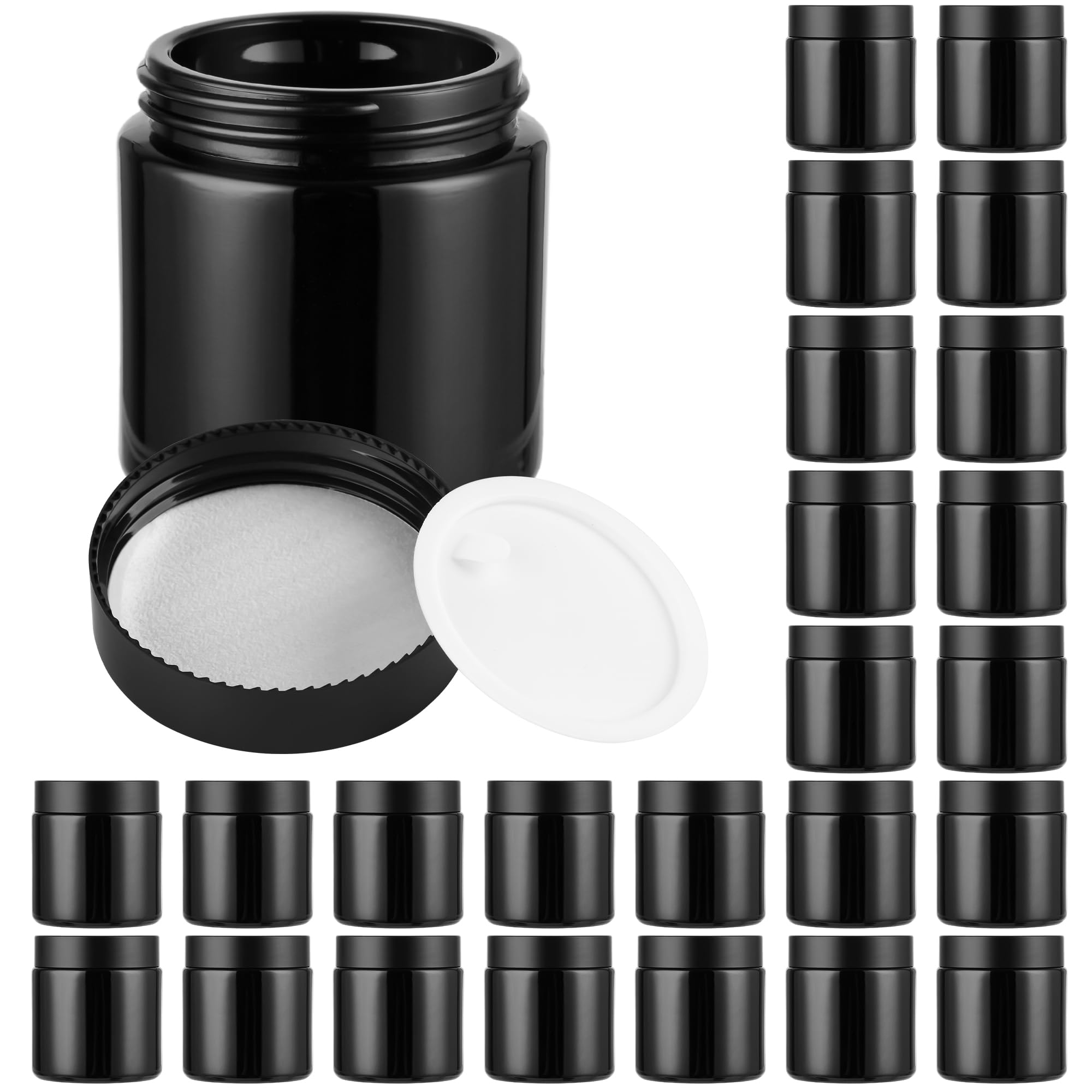 Glass Jars with Lids,Eco-Friendly Cosmetic Containers with Airtight Black Lids & Liners, Multi-Color Options for Cream, Lotion, Body Butter, DIY