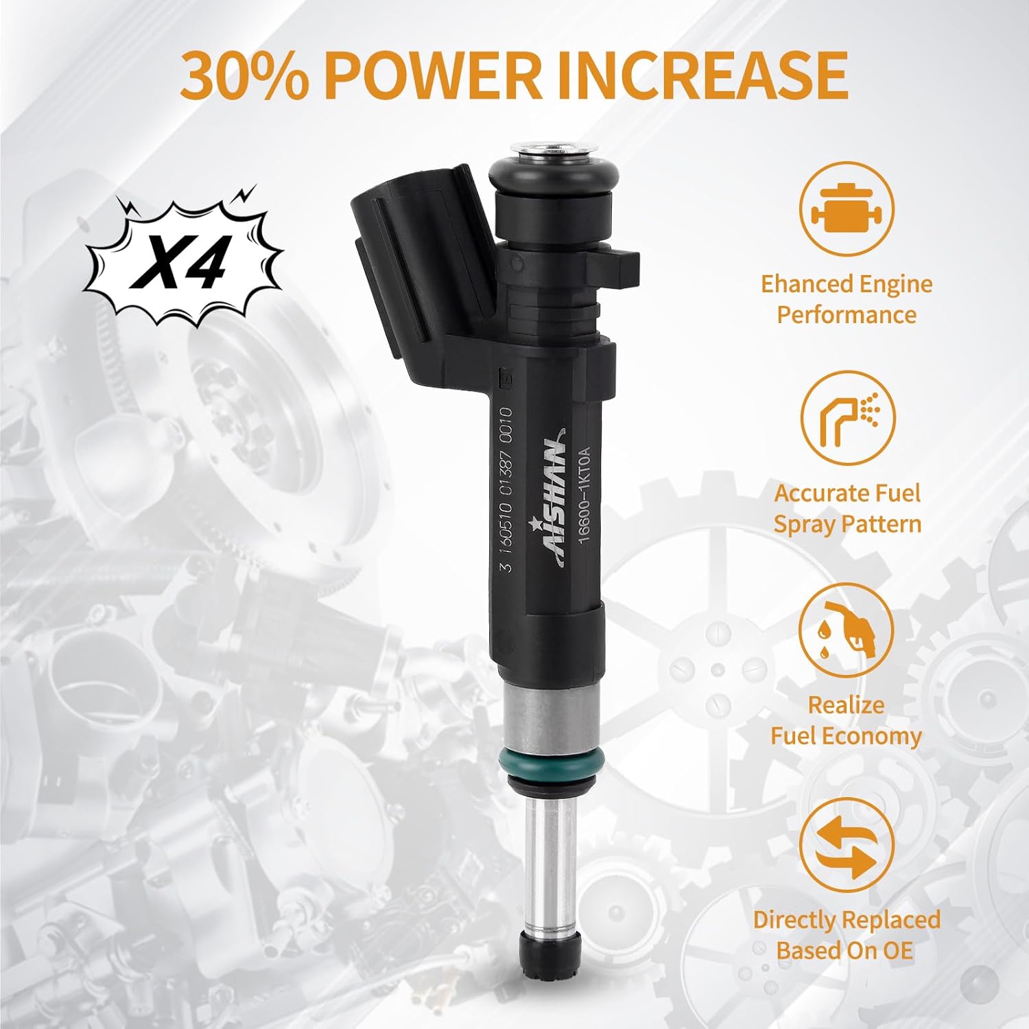4PCS Fuel Injectors 18 Holes Compatible with Nissan Versa 2012 2013 2014 2015 2016 2017 L4 1.6L Replace# 16600-1KT0A 166001KT0A FJ1192