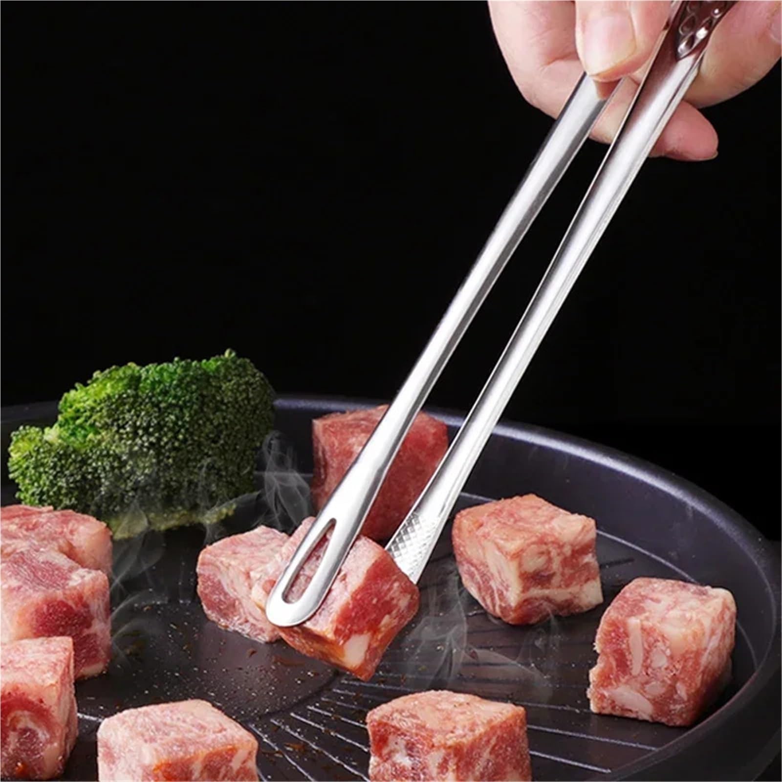 Pinze da barbecue, Pinze da cucina for barbecue in acciaio inossidabile, argento, 24 cm, 28(28cm)