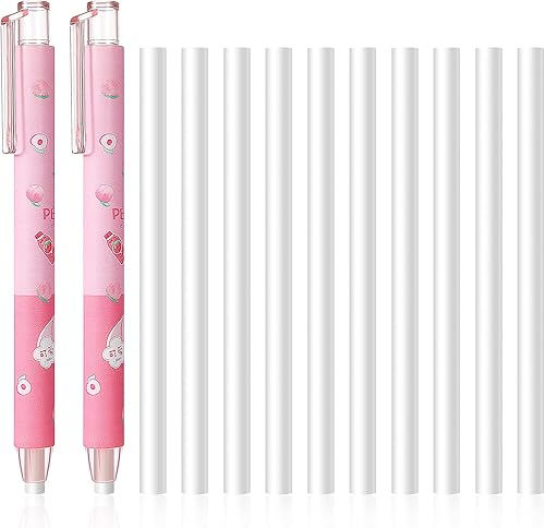 Paquete de 2 borradores mecánicos retráctiles de jugo Kawaii de durazno para lápices, borradores lindos para niños con 10 repuestos de repuesto para