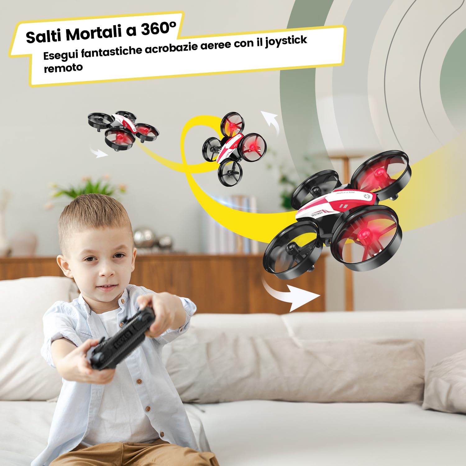 Holy Stone HS210 Mini Drone RC Quadcopter Drone per Bambini e Principianti RC Elicottero Aereo con Libreria Automatica, Flip 3D, Modalità Senza Testa e Batterie Extra Giocattoli per Ragazzi e Ragazze