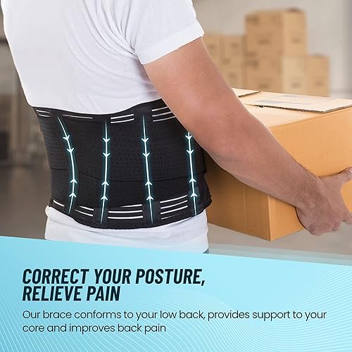 Miniatura 7 de Cinturón de apoyo para la espalda, alivio del dolor de espalda, ciática, hernia de disco, escoliosis y más, diseño de malla transpirable con